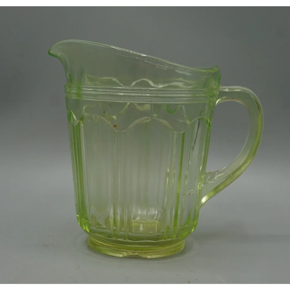 Uranium Hocking Colonial Knife and Fork Green Depression Glass Creamer Pitcher